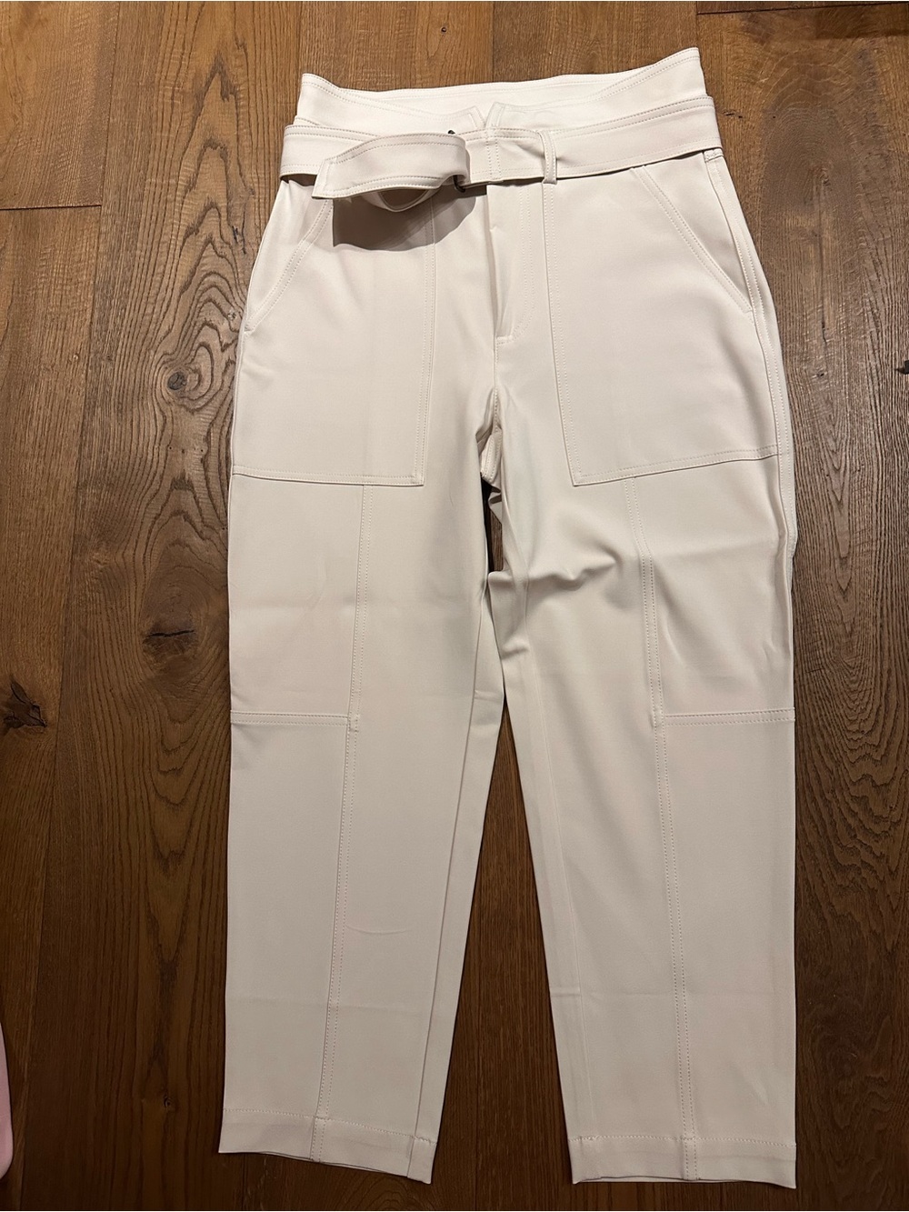 Banana Republic Cream Belted Cargo Pants